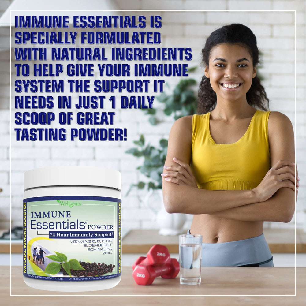 Scooping Wellgenix Immune Essentials Raspberry Lemonade powder