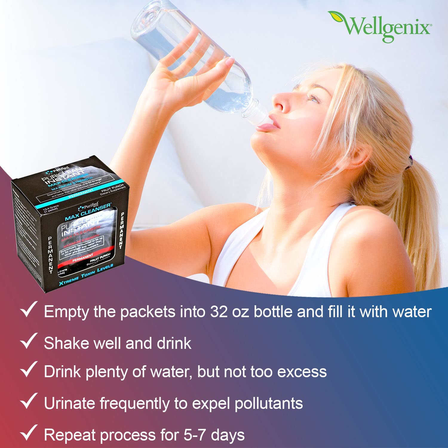 Wellgenix Puriclean seven day plan visual guide for a structured cleanse