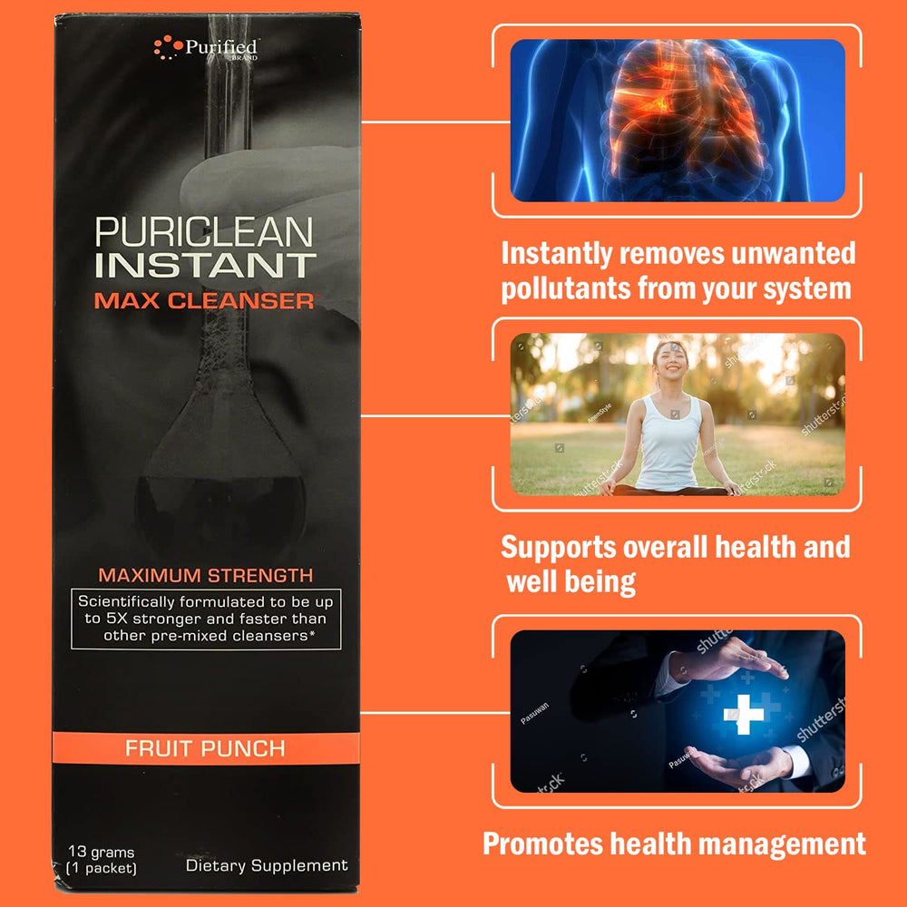 Wellgenix Puriclean dissolving powder stirred into liquid for easy prep.