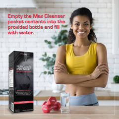 Wellgenix Puriclean fruit punch glass showcasing refreshing flavor during detox.