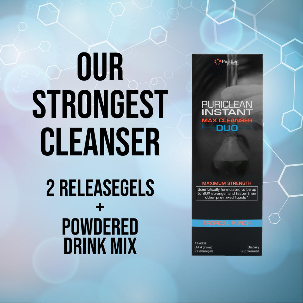 Wellgenix Puriclean Tropical Punch flavor in a glass to enjoy during detox