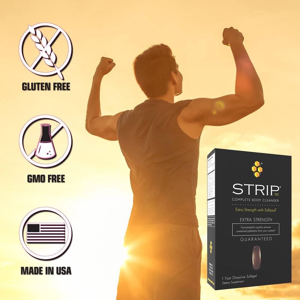 Clear bottle displaying capsules for Wellgenix Strip NC