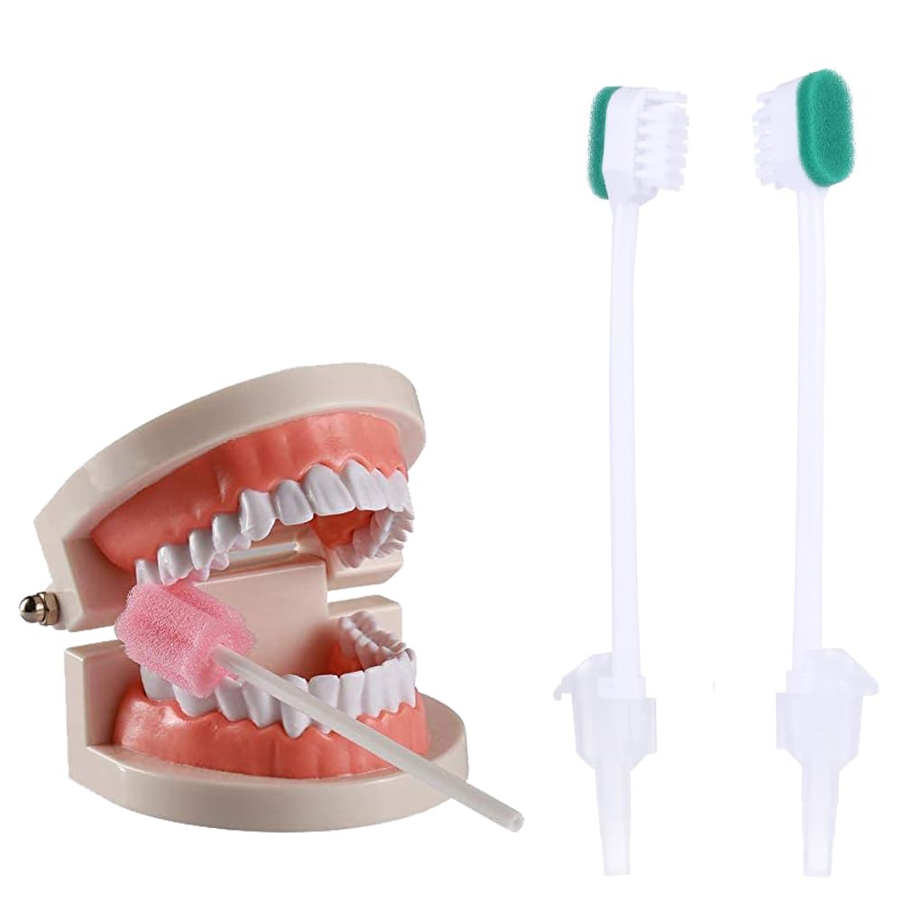 wellgler disposable ICU suction toothbrush front view with oral swab