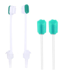 Wellgler ICU suction toothbrush connected to suction tubing