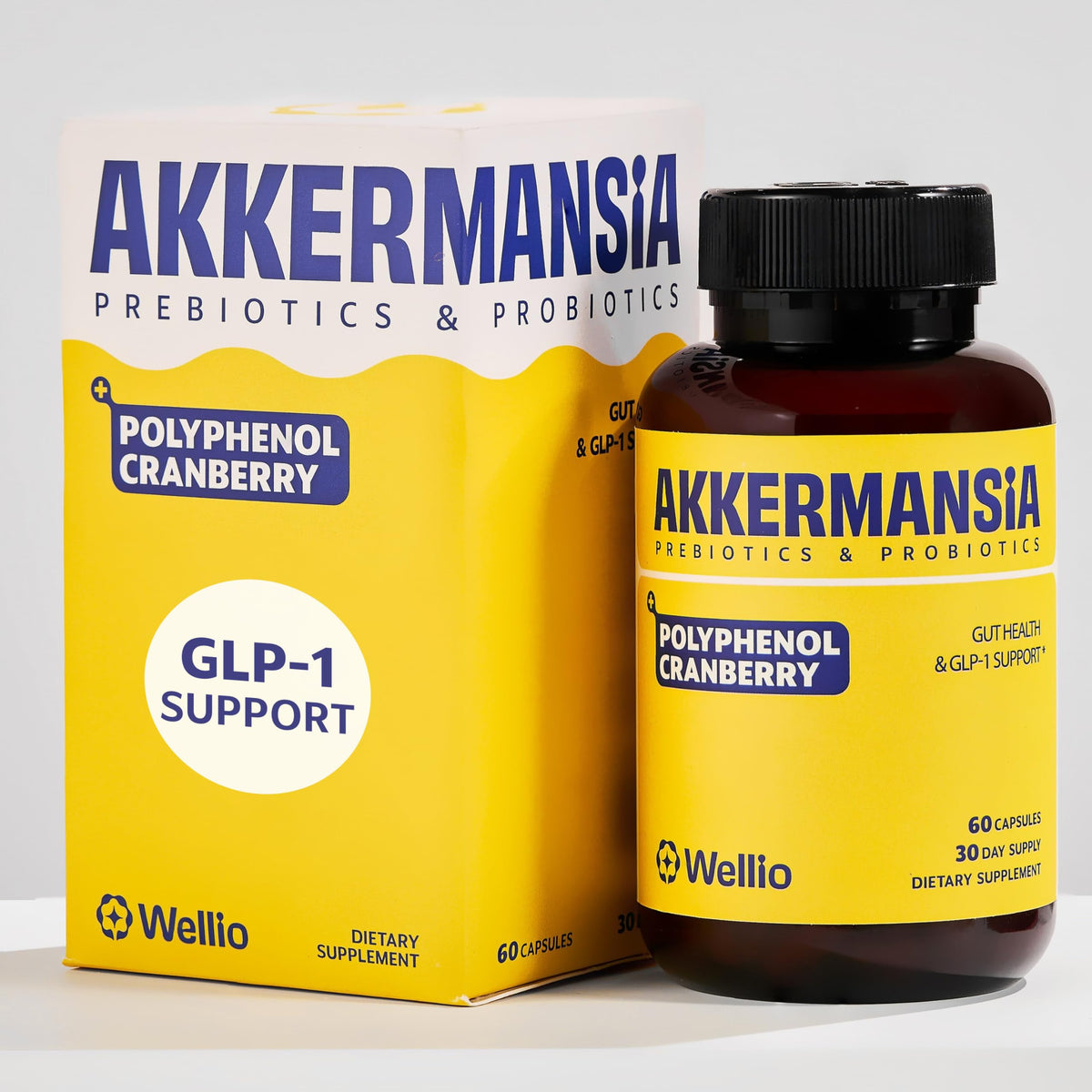 Wellio Akkermansia Probiotic bottle with label