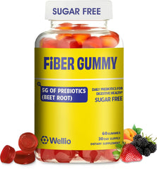 Front view of Wellio Fiber Gummies for Adults packaging