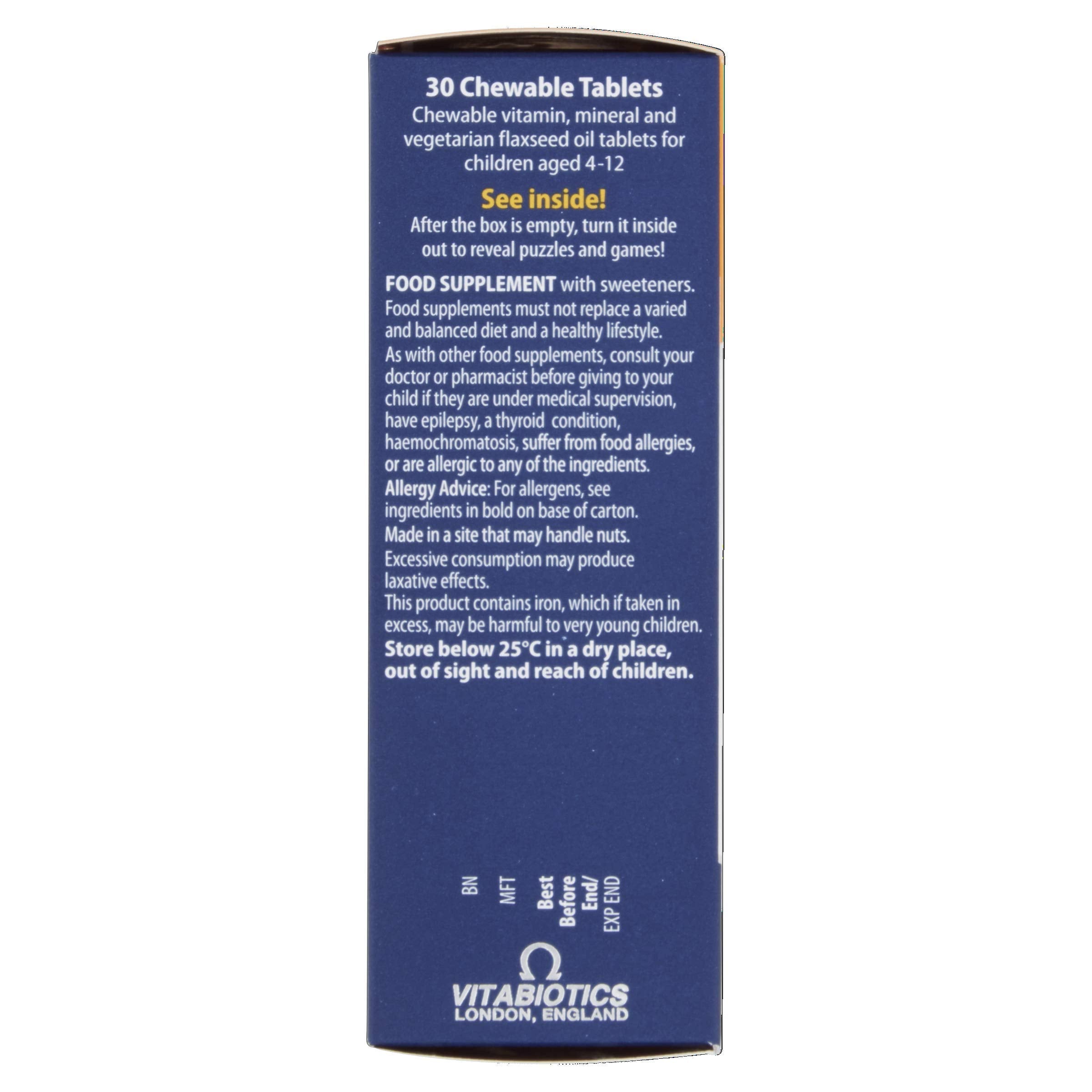 Wellkid Chewable Tablets packaging back with nutritional information