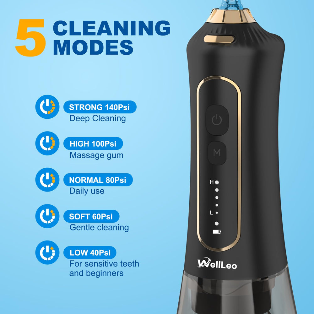 WellLeo Water Flosser with 300ML reservoir displayed