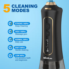 WellLeo Water Flosser with 300ML reservoir displayed