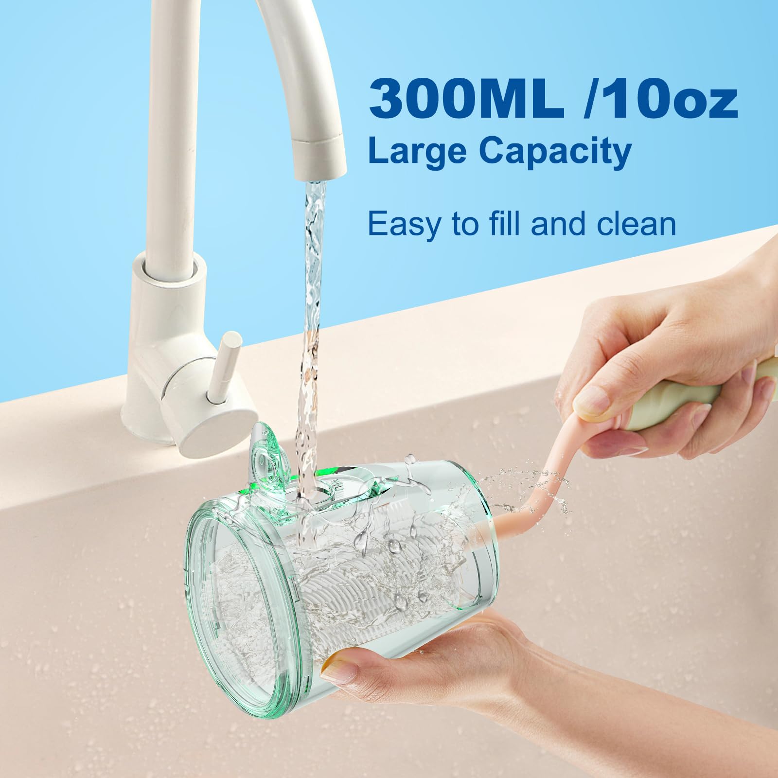 Display of five cleaning modes and five jet tips
