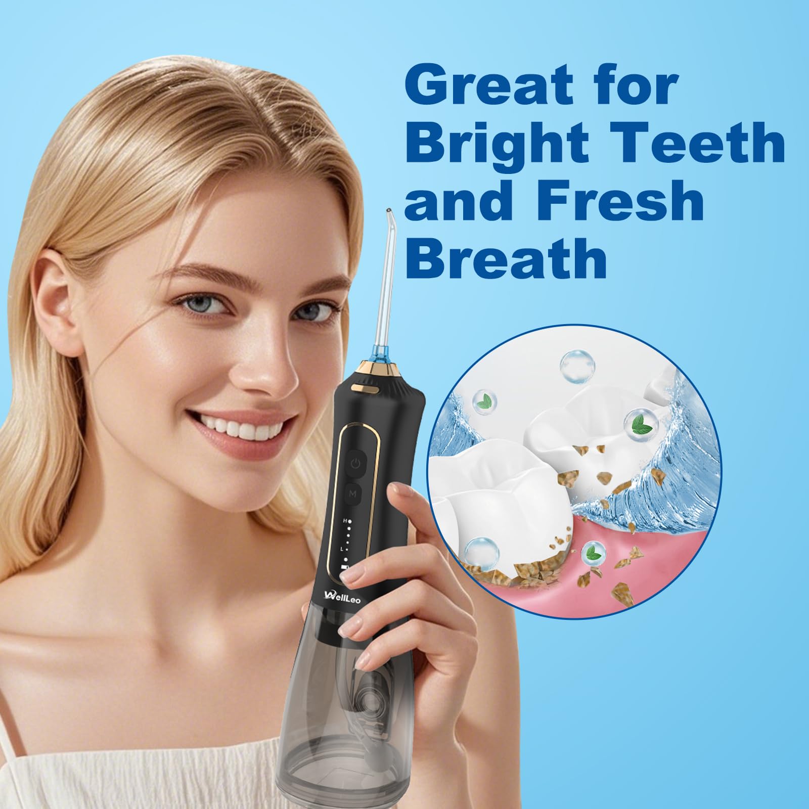 In-box contents: water flosser, tips, USB cable, user manual