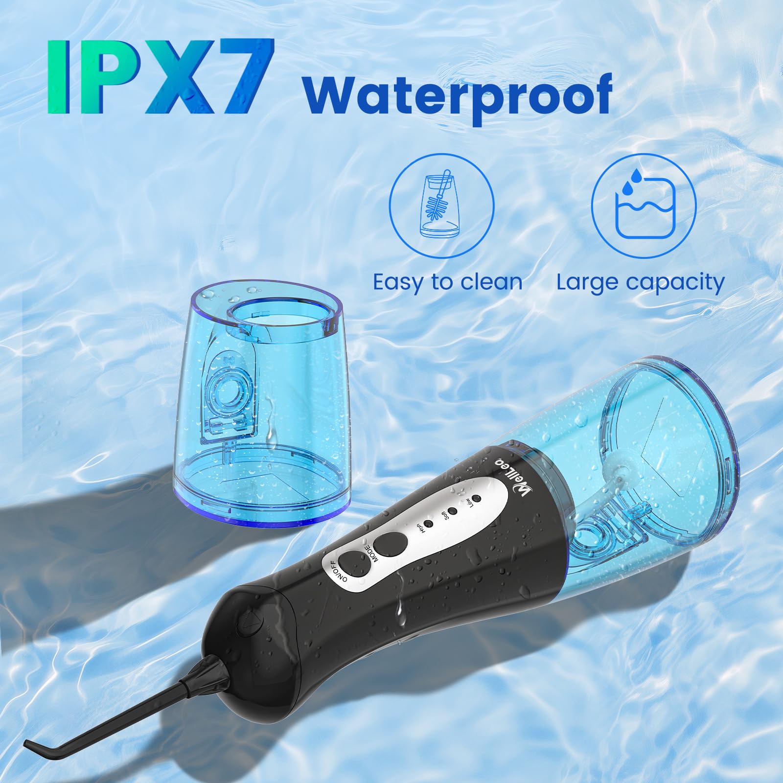 Rechargeable 2000mAh battery of WellLeo Water Flosser