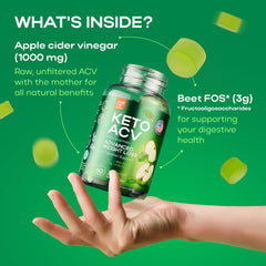 Wellneco Gummies ingredients panel featuring Beet FOS for digestive balance.