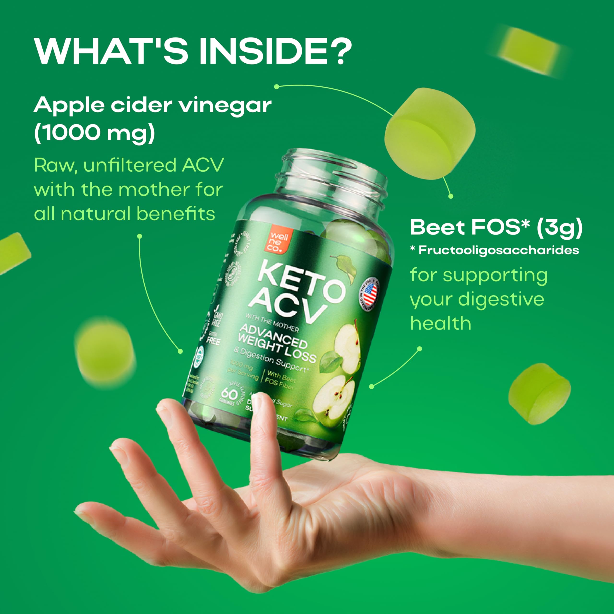 Wellneco gummies featuring The Mother – raw ACV for natural metabolism support.
