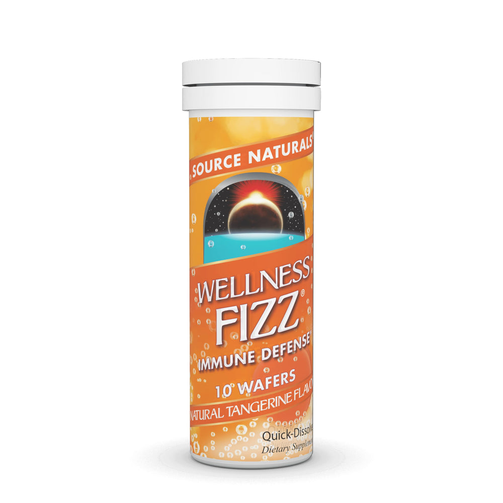 Front of Wellness Fizz Tangerine 10 Wafers packaging