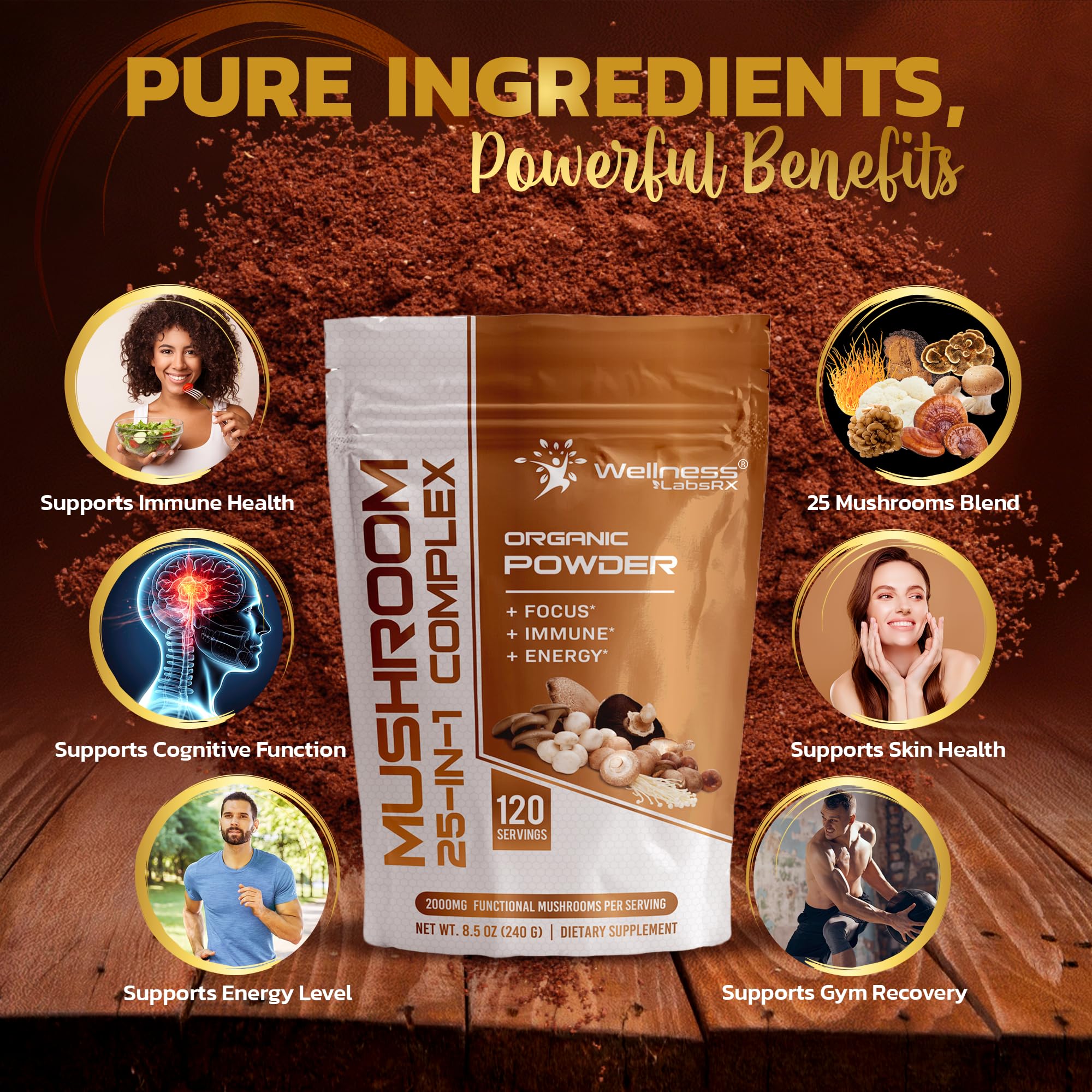 Lion's Mane, Cordyceps, Chaga and other mushrooms ingredients