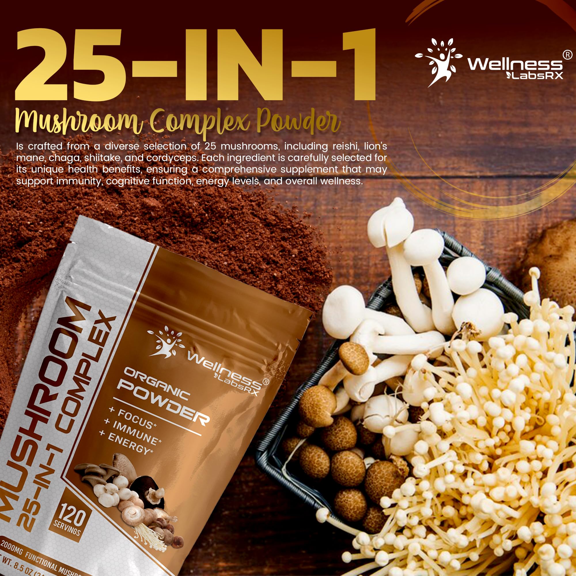 Immune support with Wellness LabsRx mushroom powder