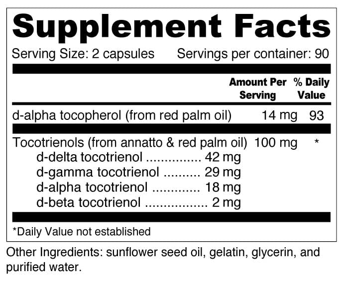 Soy-free non-GMO tocotrienol source from annatto and palm oil