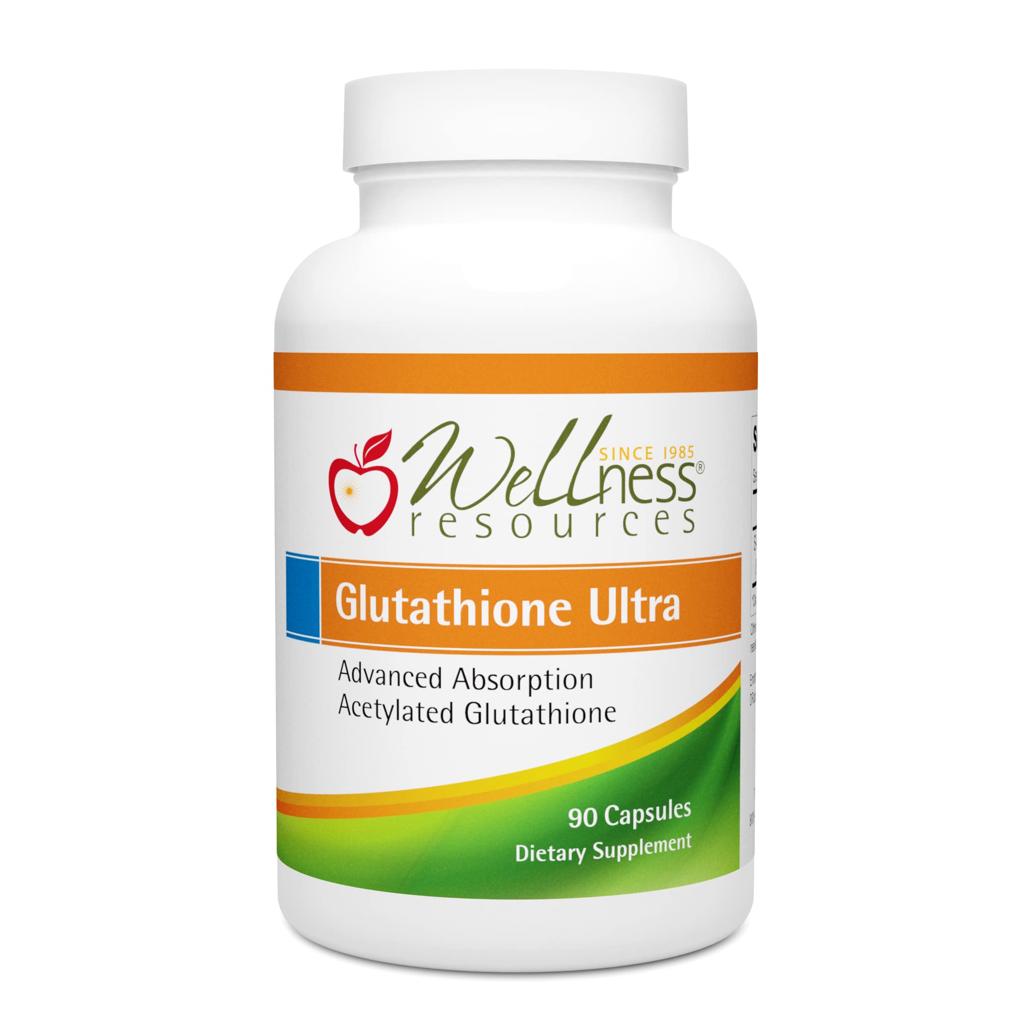 Bottle front of Wellness Resources Glutathione Ultra SAG 100 mg