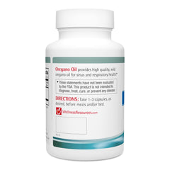 Close-up of oregano oil softgel capsules