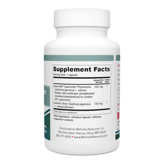 Supplement facts label for Wellness Resources Quercetin Phytosome with Luteolin