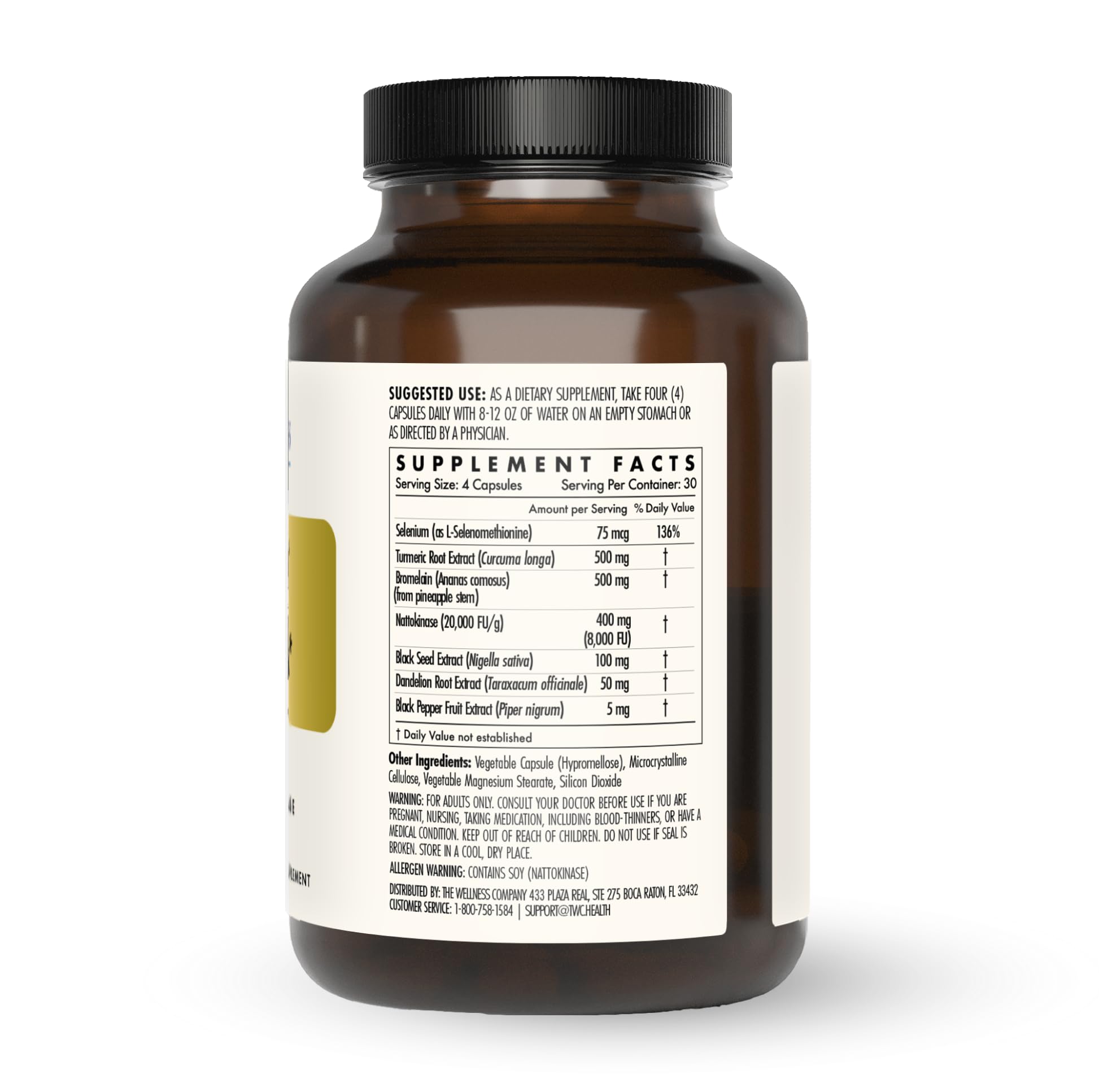 Nattokinase, turmeric, and bromelain ingredients in supplement blend