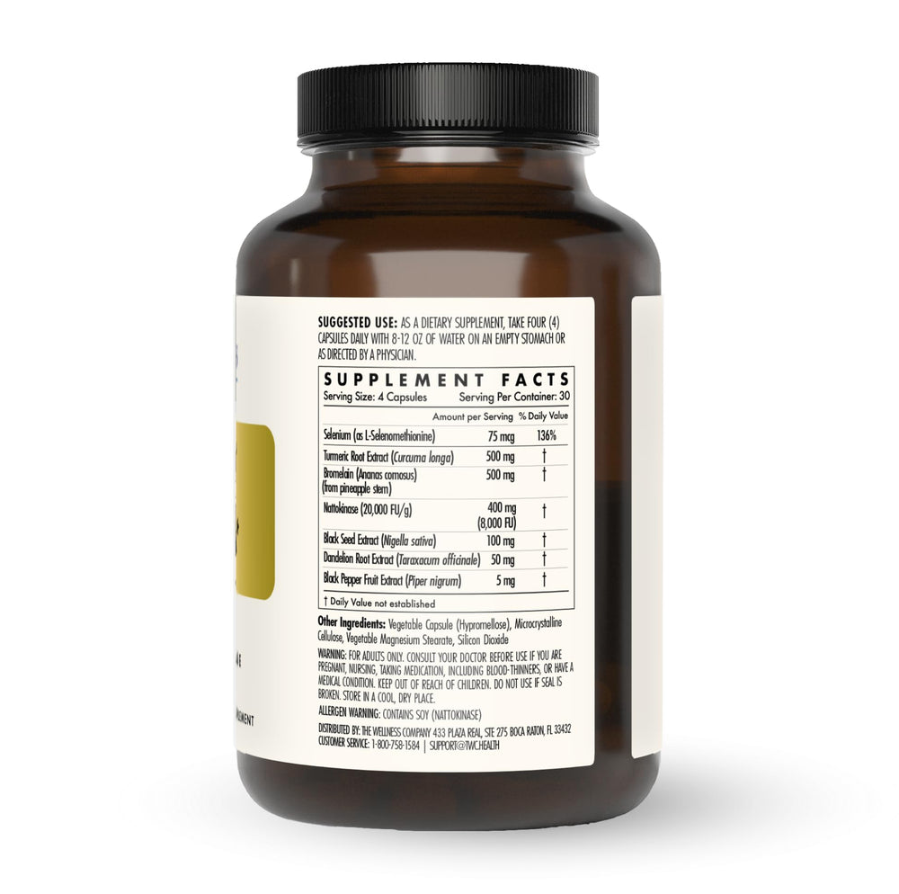 Nattokinase, turmeric, and bromelain ingredients in supplement blend