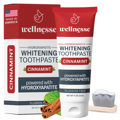 Wellnesse Hydroxyapatite Toothpaste cinnamint 4oz tube – front view