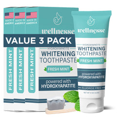 Wellnesse hydroxyapatite toothpaste front with 3 tubes