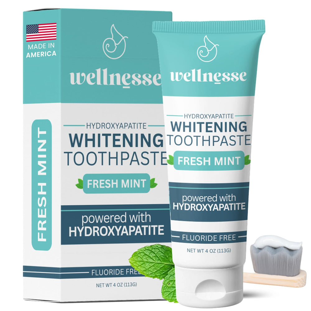 Front view of Wellnesse Whitening Hydroxyapatite Toothpaste tube