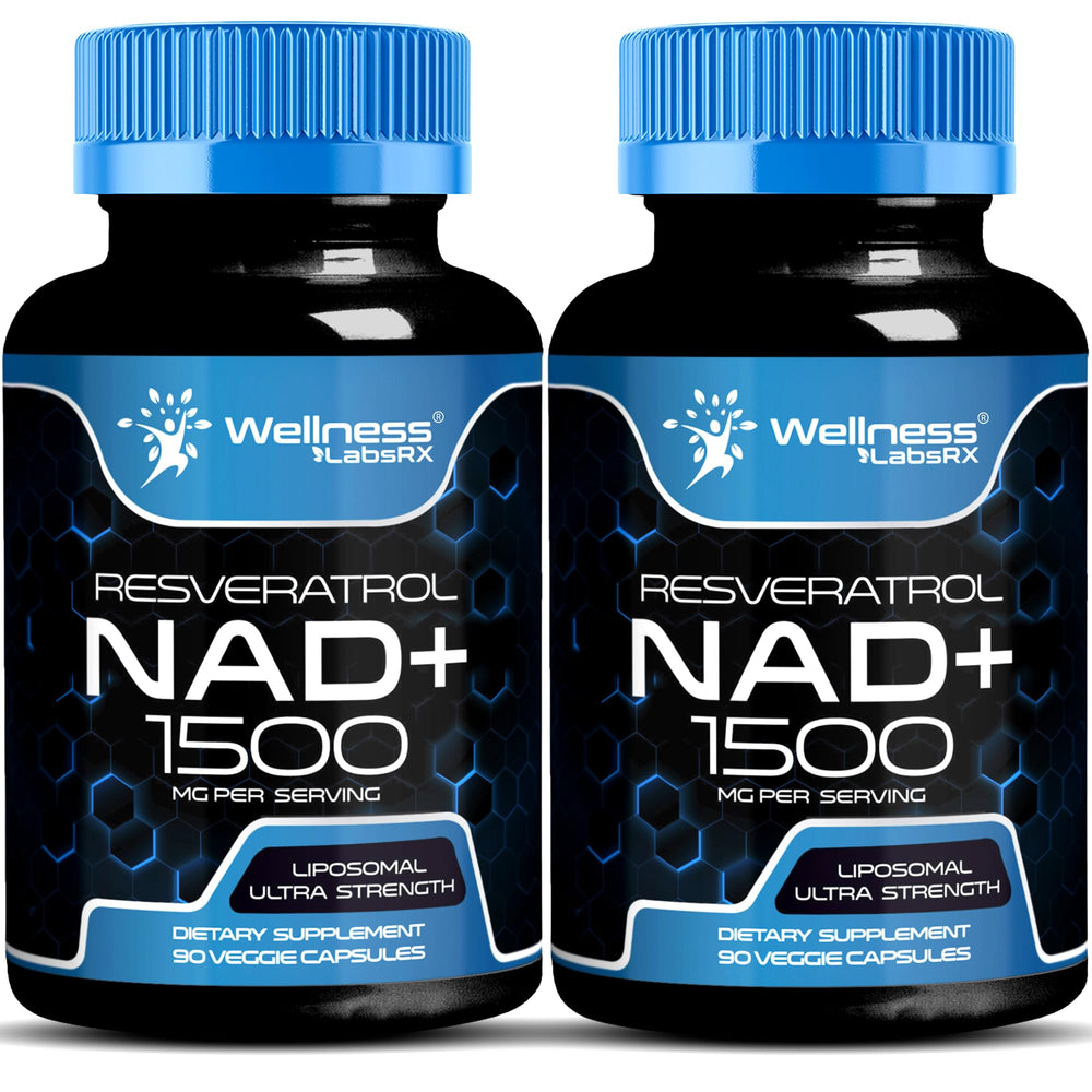 Front view of WellnessLabsRx NAD 1500mg liposomal bottle