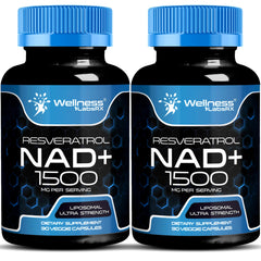 Front view of WellnessLabsRx NAD 1500mg liposomal bottle