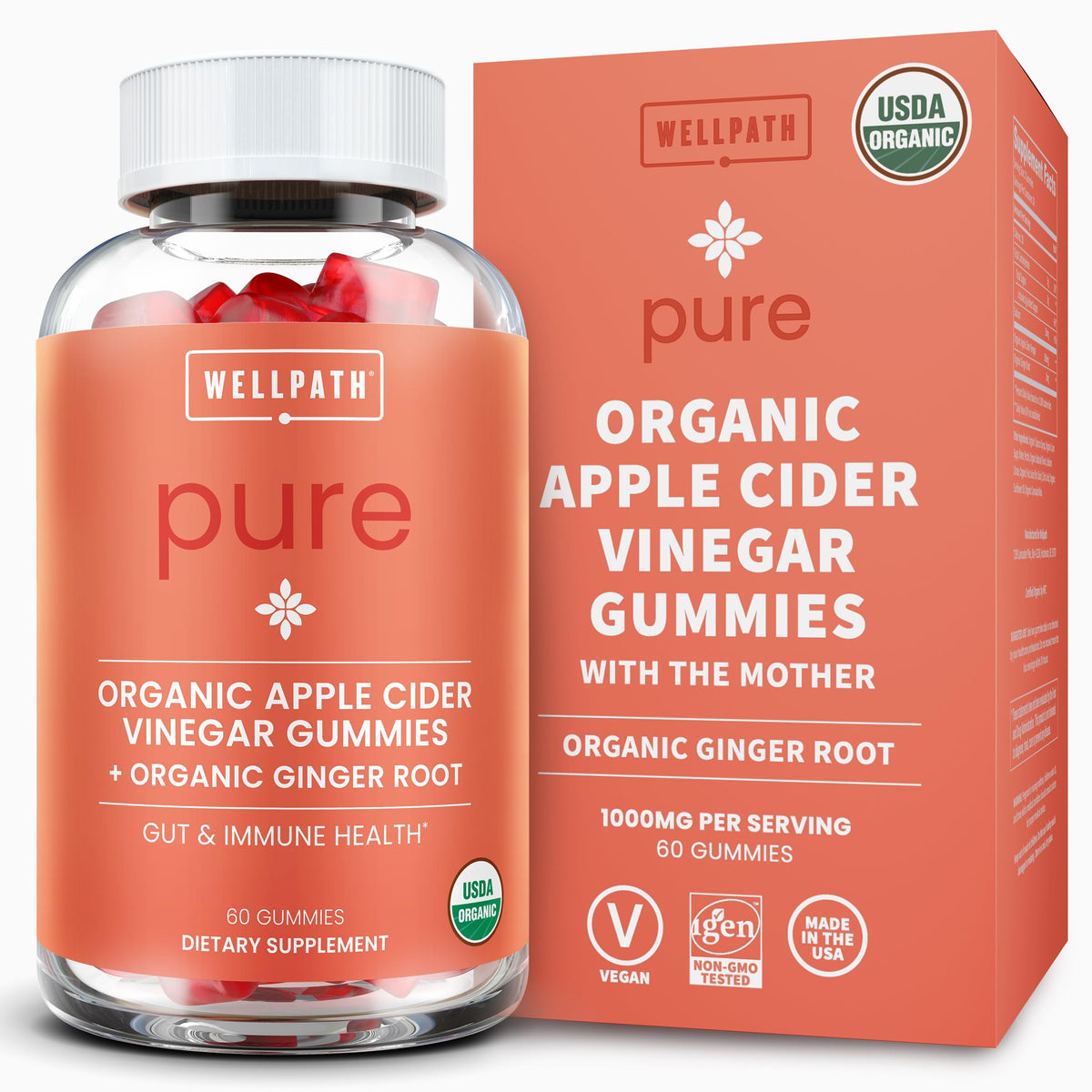 WellPath Organic ACV Gummies with The Mother bottle front – 60 count