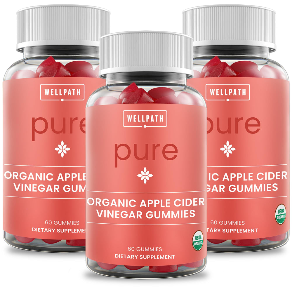 Front view of WellPath 3-pack Ginger Apple Cider Vinegar Gummies packaging