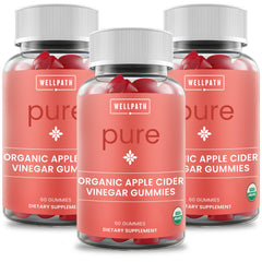 Front view of WellPath 3-pack Ginger Apple Cider Vinegar Gummies packaging