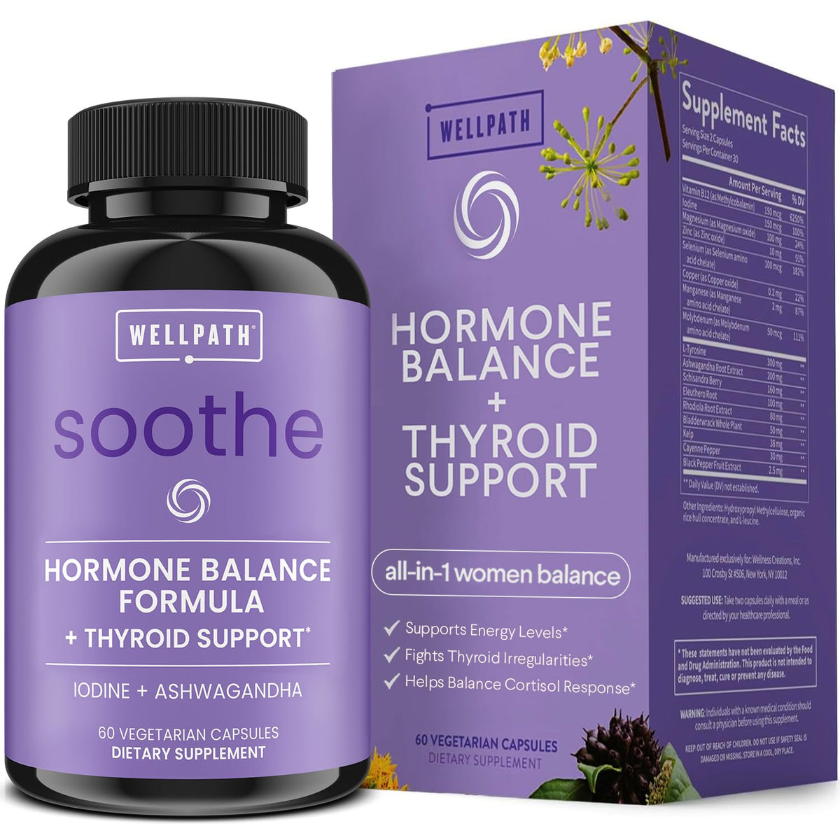 WellPath Soothe Hormone Balance for Women bottle with capsules