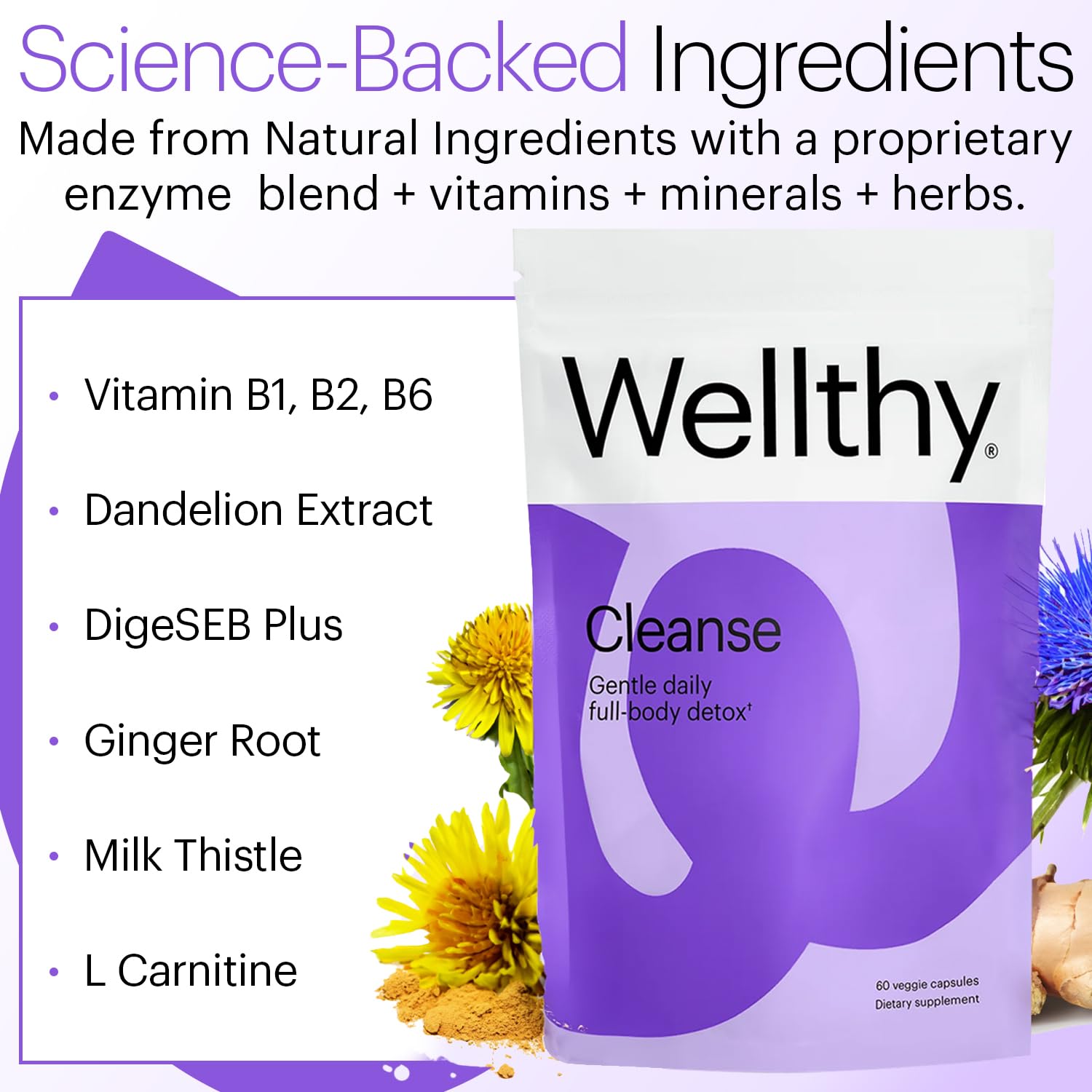 Close-up of Wellthy detox capsules
