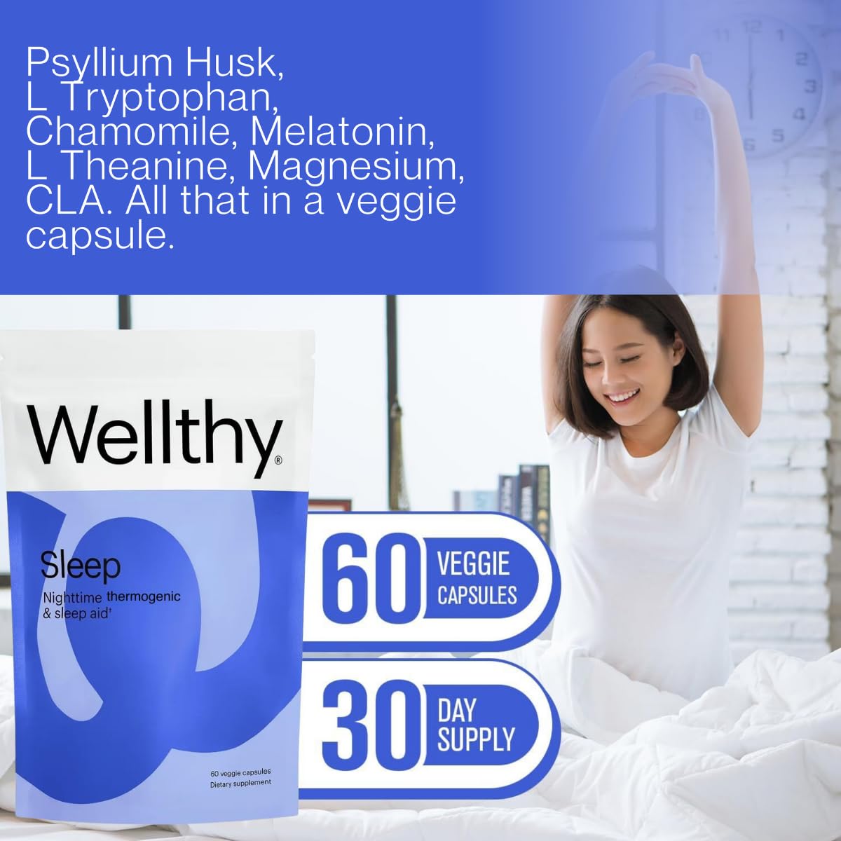 WellthySLEEP Nighttime Thermogenic product shot with eco-friendly packaging