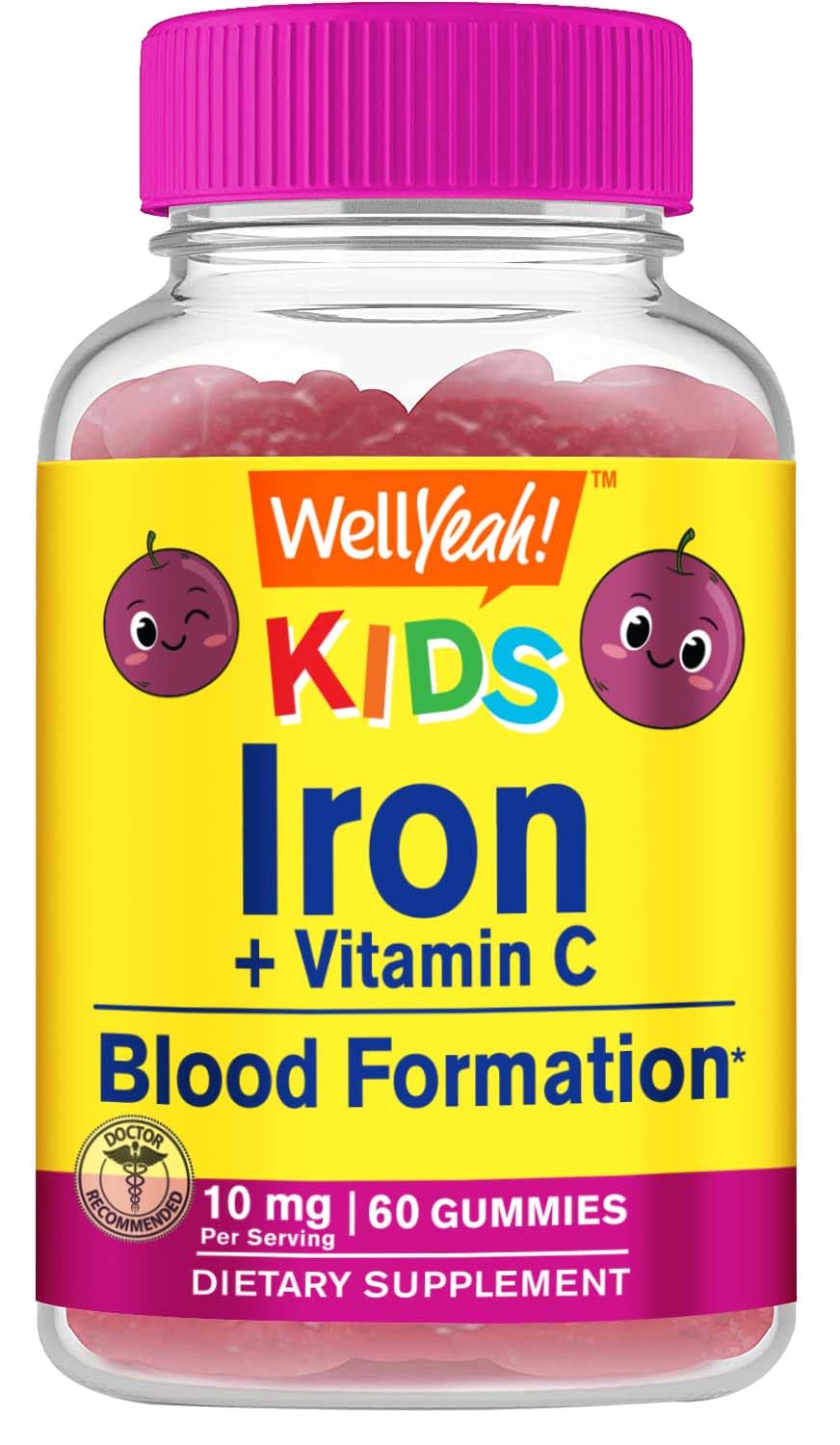 WellYeah Iron Gummies for Kids bottle with Vitamin C label
