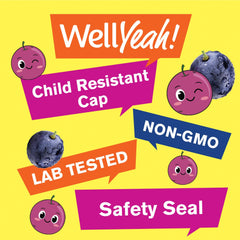 Vegan GMO-free label on WellYeah iron gummies bottle