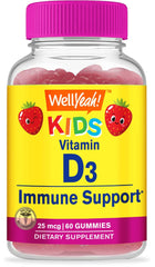 WellYeah Kids Vitamin D3 Gummies 1000 IU strawberry flavor bottle with 60 servings