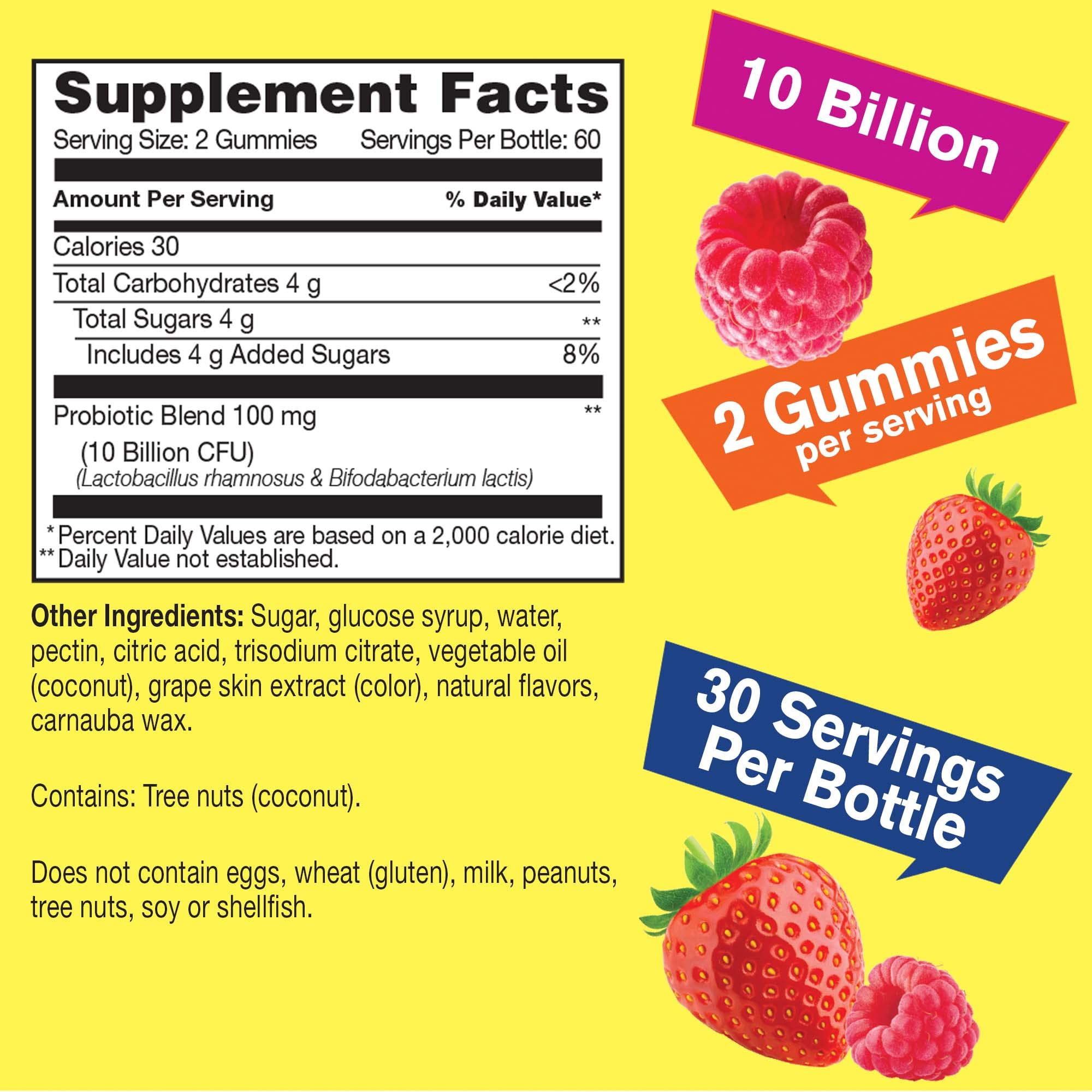 Nutrition facts showing 10 billion CFU per serving