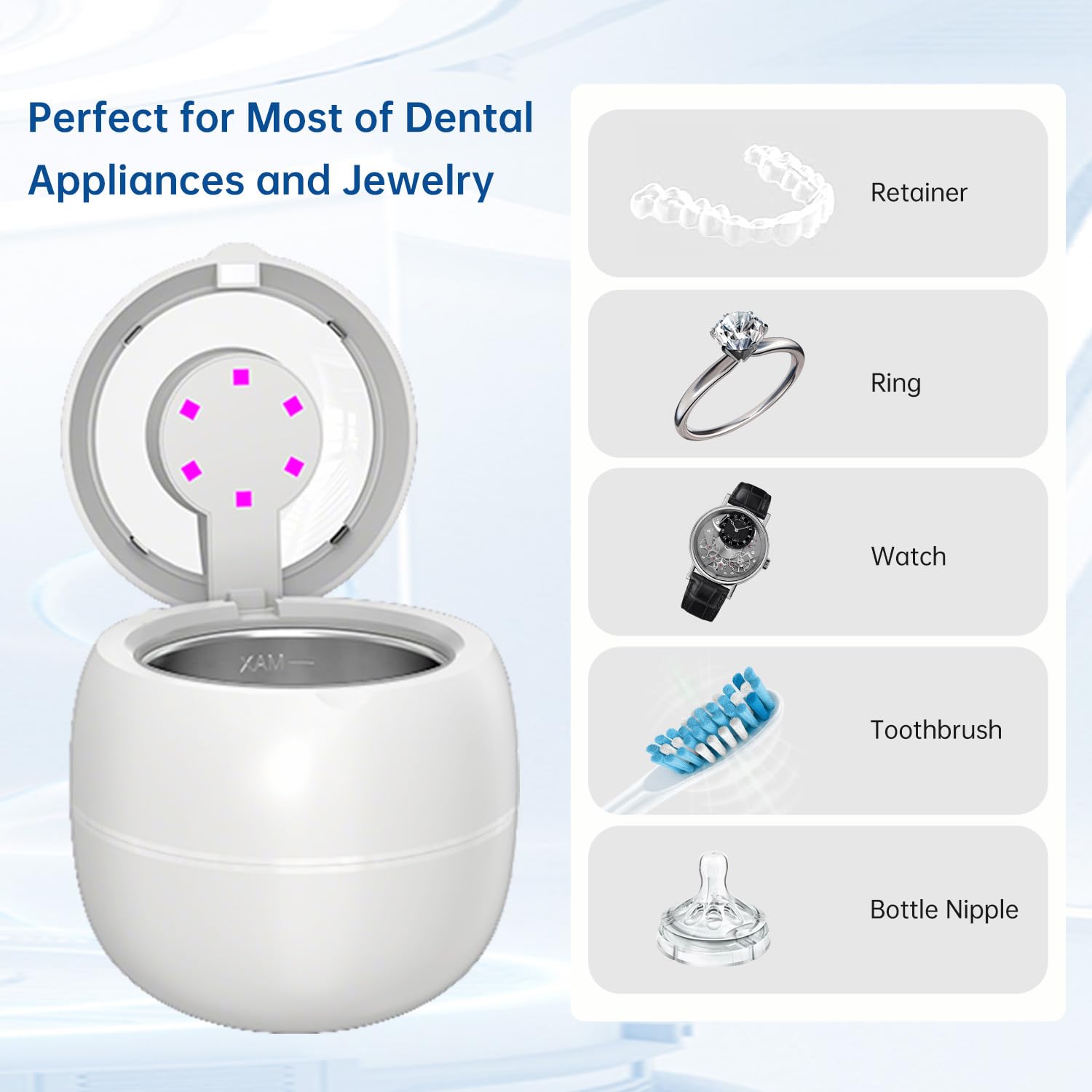 Cleaning interior with jewelry items inside the device