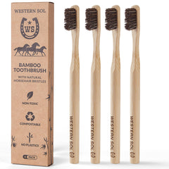 Western SOL horsehair bamboo toothbrush 4-pack