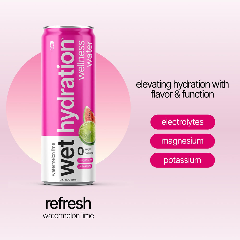 Wet Hydration ingredients panel – electrolytes and clean ingredients highlighted