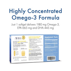 Close-up label of WHC UnoCardio 1000 Fish Oil