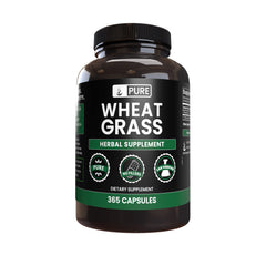 Front view of Pure Wheat Grass Capsules bottle (365 count)