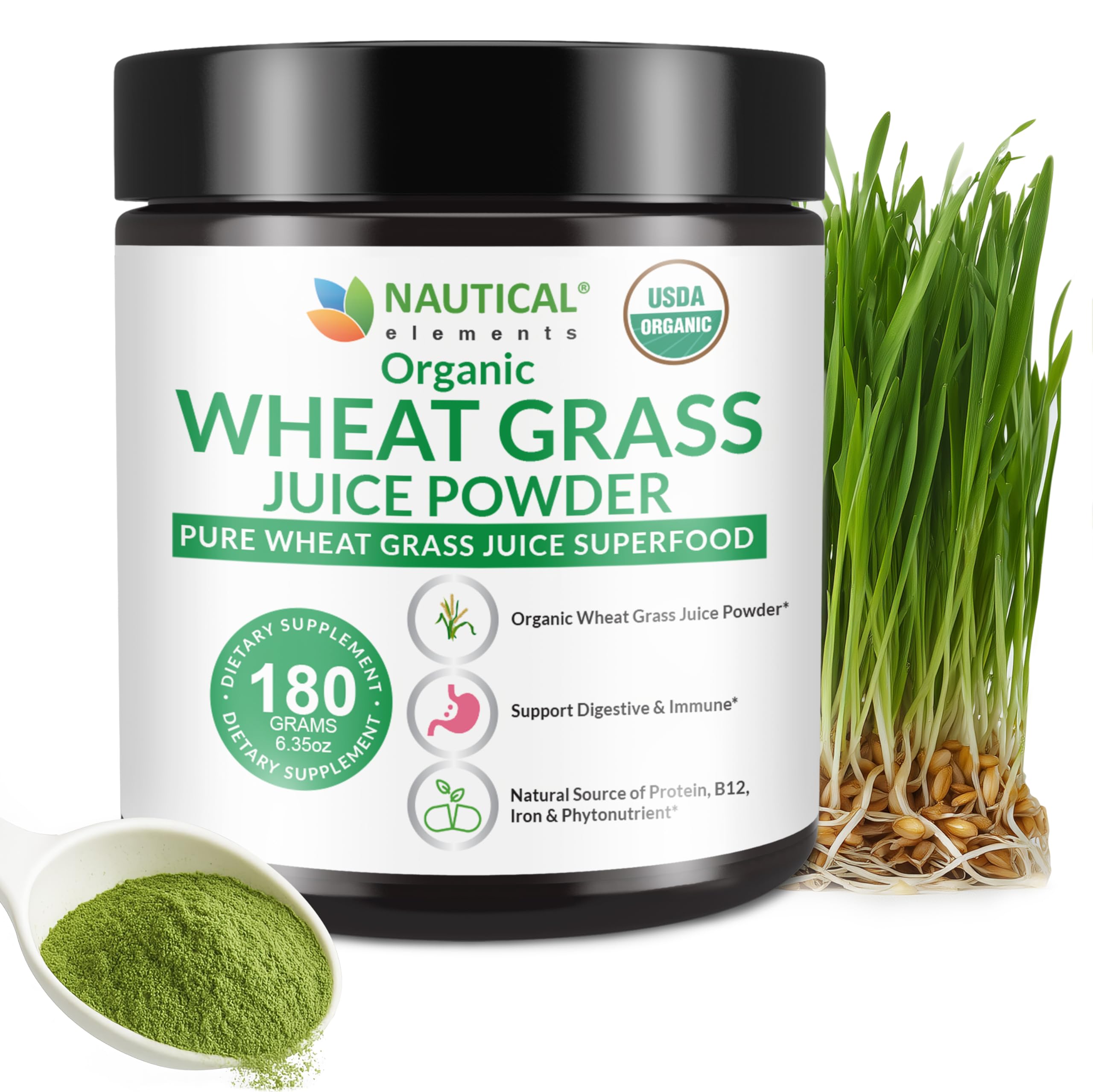 Organic wheat grass powder jar (180g)