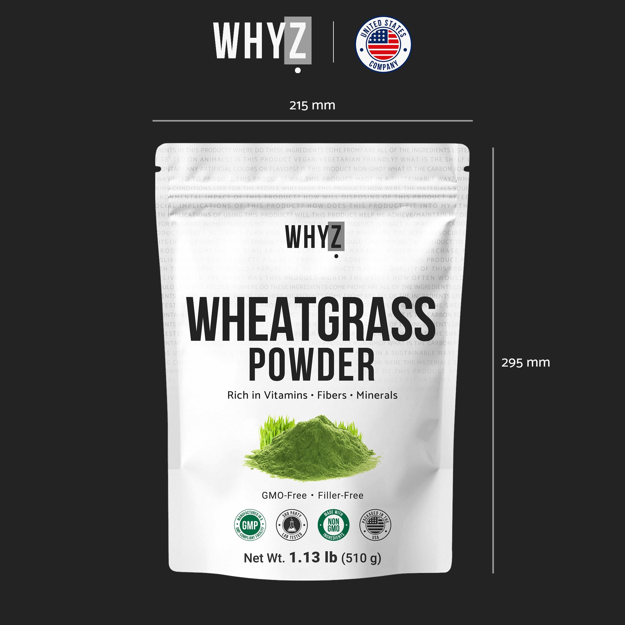 510g jar of wheatgrass powder ready for use