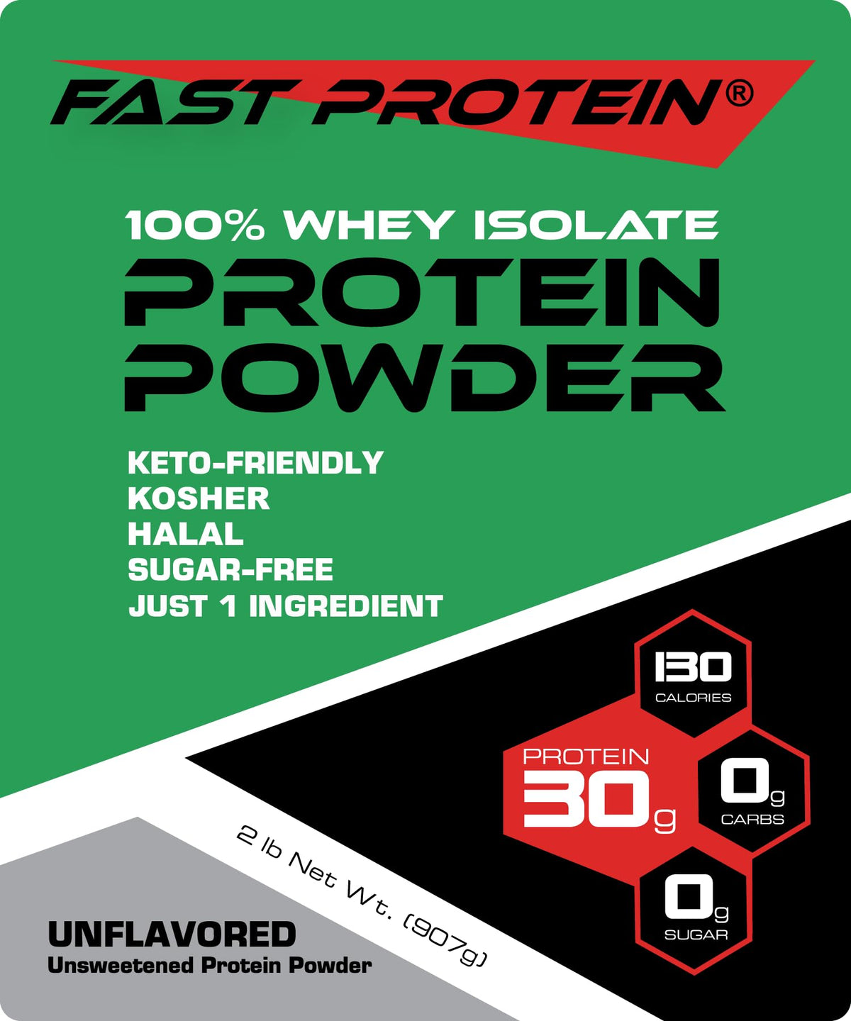 Unflavored whey isolate protein powder bag, 2 lb, 30 servings